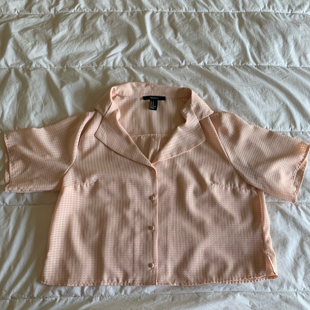 🛍Blush Cropped Button-down